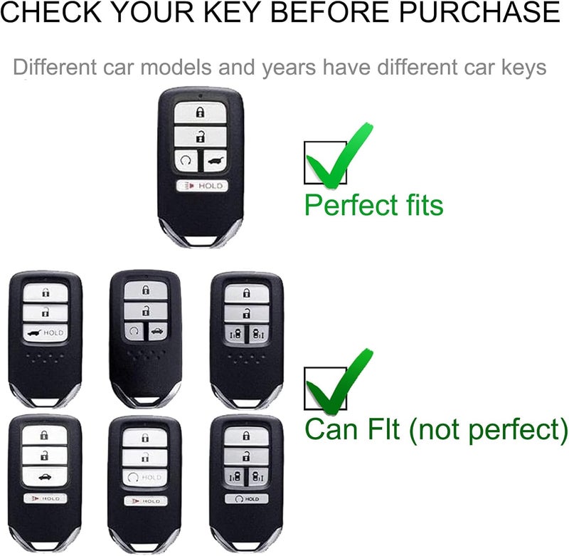 CACARLIKE for Honda Key Fob Cover with Leather Lanyard, Car Key Fob Case Compatible with Honda Accord Civic CRV Odyssey Pilot Smart Key Protector Holder - Image 2